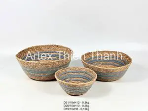 Handmade Woven Seagrass Organizer Basket for Shelf Storage Round Braided Seagrass Basket Decorative Home Storage Bin Modern
