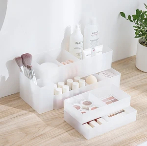 Multi-functional Translucent Plastic Organizer Make up Cosmetic Storage Box for Storage