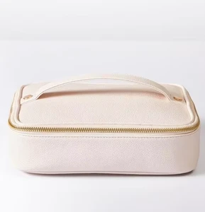 BSCI Audited Wipeable Pebbled-like Leather 2-in-1 Travel Cosmetic Case Organized Dual Compartment Vanity case