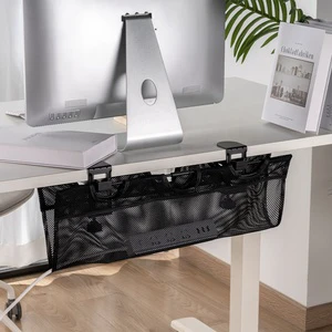 CC11-7 Under Desk Mesh Cable Management Bag Tray Cord Wire Holder Organizer Net For Office Standing Desk Power Strip Safe