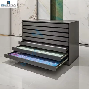 High-Ended Customized Stone Display Stand Adjustable Height Double Row Drawer Cabinet