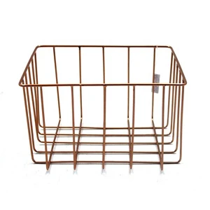 Copper Plated Stainless Steel Wire Rectangular Shaped Metal Designer Wire Baskets New Design Laundry Basket