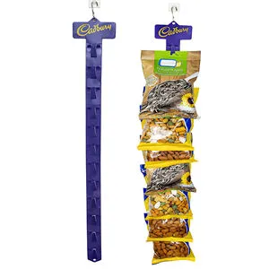Low MOQ Plastic Hanging Display Clips Strips Chips Display Rack For Retail Display With Label Header