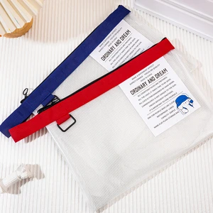 A4 Custom Logo Mesh Travel Transparent Waterproof Zipper Cosmetic Bag Clear EVA Toilet Wash Bag