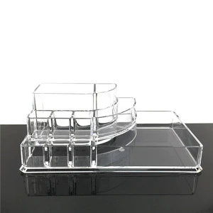 Wholesale Creative American Style Glossy Rectangular Transparent Acrylic Cosmetics Storage Box Bathroom Compartment Design