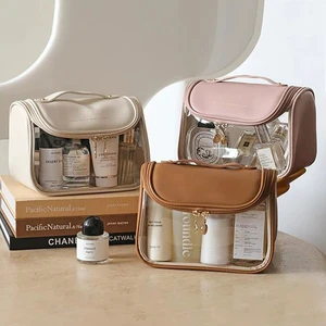 Customizable Portable Makeup Organizer PU Leather Zipper Closure Case Fashionable Travel Storage Bag