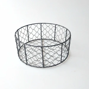 Round Shape Vintage Style Wire Gathering Metal Storage Basket