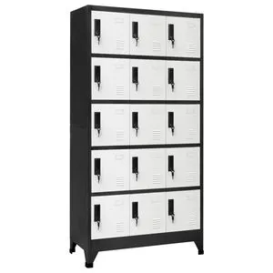 D0100HX4MNT Steel Locker Cabinet 10 Doors Anthracite White Storage Office Organizer Five Layers Standing Type