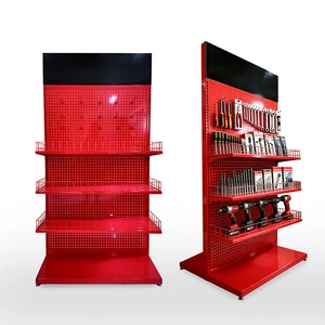 Hardware Shops Rack Shelf Metal Pegboard Gardening Tool Storage Rack Hardware Tools Stand With Customized Logo