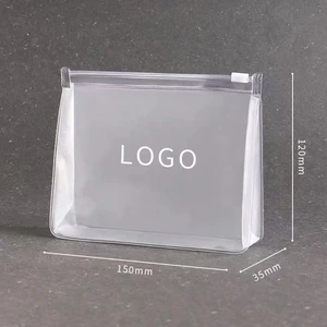 Custom Logo Frosted Travel Transparent Vinyl Waterproof Zipper Cosmetic Bag Clear PVC Toilet Wash Bag