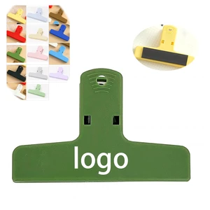 Custom Logo Hand Account Book Clip Promotional Colored Plastic Bag Clip with Magnet Without for Student Memo & Gift Idea