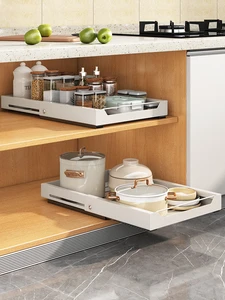 Easy-Access Adjustable Pull-Out Carbon Steel Heavy-Duty Folding Modern Kitchen Cabinet Organizer Sliding Storage Basket Drawer