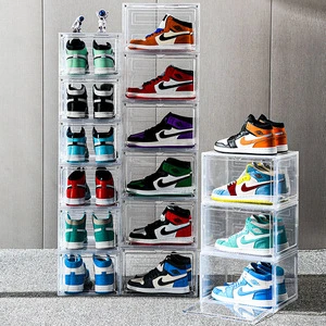 Large Shoe Storage Box Fit Size 13 Closet Space Save Shoe Rack Sneaker Container Bin Clear Plastic Stackable Shoe Organizer