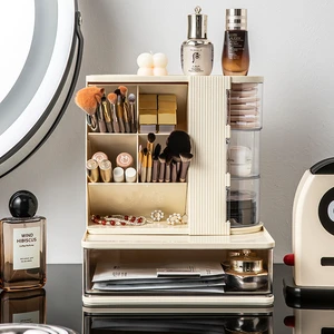 Fashion Modern Plastic Skincare Storage Caddy Large Open Storage Capacity Multifunction Design for Dresser Top Vanity Makeup