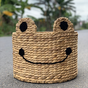 Eco-friendly Vintage Kids' Storage Baskets Cute Animal-Designed Water Hyacinth Woven for Toys and Laundry Storage