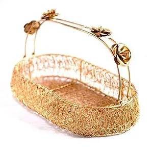 Decorative Modern Handicraft Circular Metal Multi-functional Hanging Christmas Wedding Festival Gift Hamper Basket MZ