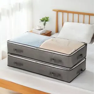 Wholesale Under Bed Clothes Zippered Organizer Woven Fabric Under Bed Storage Boxes Foldable Under Bed Quilt Storage Bags