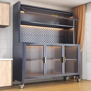 Modern Metal Multi-Layer Kitchen & Dining Room Storage Cabinet for Oven Microwave Pots Pans and Dining Room Organization