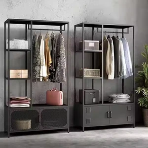 Modern Stainless Steel Hanging Clothes Rack Stand with Hooks for Living Room Coat Rack or Storage Organizer
