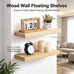 Living Room Wood Floating Shelves Wall Shelves for Wall Decor Farmhouse Shelf for Bedroom Bathroom Storage Rack