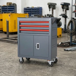 Barbershop Locking 2-in-1 Cabinet Barber Shop Storage Garage Cabinet Tool Trolley Metal Tool Box Tool Cabinet Stainless Steel