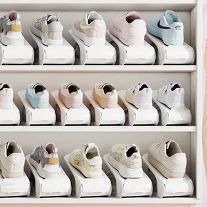 Haogle Factory Supply Adjustable Save Space Double Shoe Slots Organizer For Household Shoes Holder Storage Organization