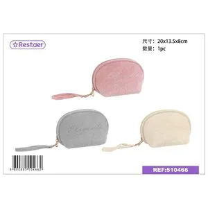 Semicircular Woolen Toiletry Storage Bag 20*13.5*8cm PVC Plastic for Makeup Cosmetics Travel-friendly Bathroom Use