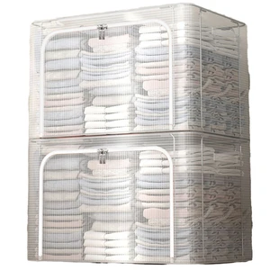 Foldable Transparent Window Storage Box Waterproof Fabric Organizer for Living Room Closet Bedding Clothes Organizer Closet