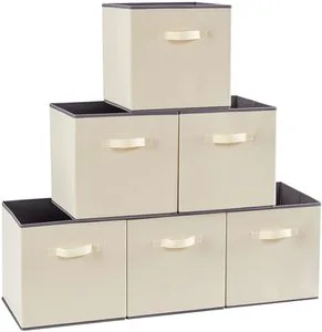 Modern Design Foldable Non-Woven Fabric Storage Box Iron Metal Wardrobe Drawer Bag for Clothes Toys Desktop Storage Coverless