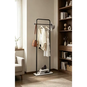 Simple Style Double-Tier Indoor Metal Coat Rack for Living Room Household Clothes Hanger Good Storage for Bedroom