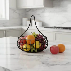 Metal Wire Basket Iron Kitchen Storage Fruit Washing Basket