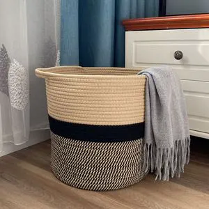 High Quality Home Cotton Rope Storage Basket Woven Rope Basket