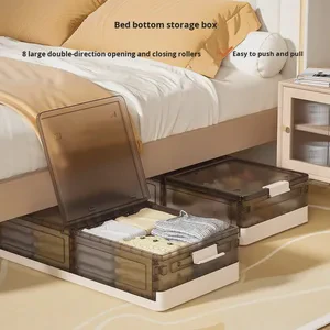 Light Luxury Modern PP Household Large-Capacity Foldable Under-Bed Storage Box with Wheels Dust-Proof for Clothing & Quilts