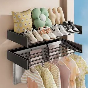Stable Load-bearing Hidden Folding Wall-mounted Clothes Rack for Balcony Home Indoor Outdoor Use