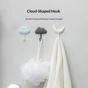 Decorative Cloud Pattern White Blue Gray Plastic Creative Wall Mount Hook for Keys Towels Bags Home Storage