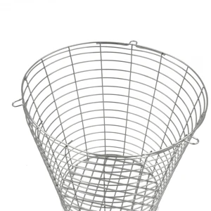 Modern Stainless Steel 304 Wire Mesh Basket with Handles Circle Kitchen Storage Organizer for Plates and Fruit