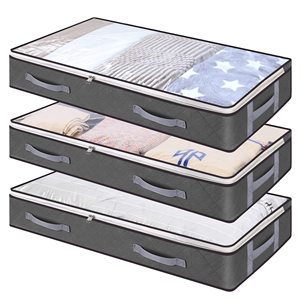 Large Capacity PVC Non-Woven Fabric Underbed Wardrobe Storage Bags Foldable Reinforced Handles for Clothes Comforters Blankets