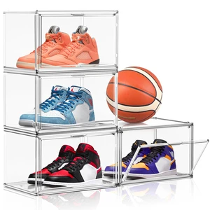 DAYOOH Transparent Shoe Storage Container Plastic Storage Drop Front Sneakers Clear Stackable Organizer Acrylic Plastic Shoe Box