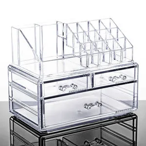 NFS Transparent Desktop Cosmetics Storage Box Multi-Functional Lipstick Rack for Room Organization Desktop Storage Rack