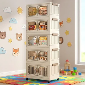 Multi-Color PP Foldable Modular Stackable 1-5 Tier Clothing Storage Box for Kids' Room