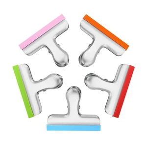Stainless Steel Snack Storage Sealing Bag Clip with Silicone Edge Metal Food Chip Bag Clip for Convenient Storage