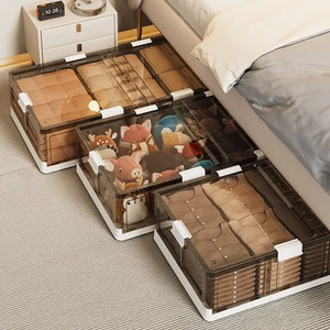 Large Medium Foldable Flat Storage Box Bed End Clothing Quilt Dust Household PP Material Under-Bed Bathroom Modern Rectangle