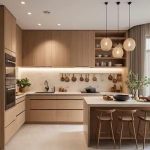 CBMmart Modern Style Solid Wood Kitchen Storage Cabinet With Marble Countertop