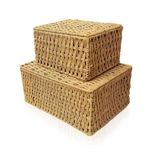 Cabinet Organizer Basket Woven Wicker Storage Baskets With Lid Drawer Organizer for Home Storage Decorative