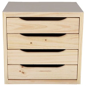 WELL HOME 4-Drawer Chest of Drawers Unvarnished Finish 39x30x37cm Dressers
