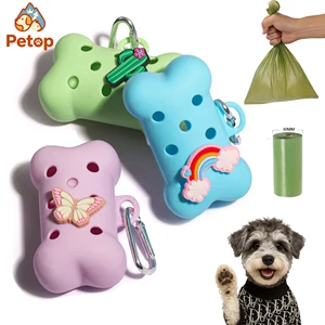Petop Factory Leash Clip Refillable Roll Holder Portable Pet Trash Bag Dispenser For Dog Walking Poop Cleanup Outdoor Travel