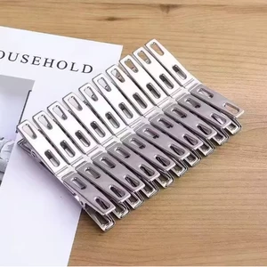 Stainless Steel Windproof Flat Clips Factory Wholesale Durable Household Socks Clothes Clothespins