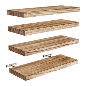 Home Wall-mounted Paulownia 4-Tier Storage Rack with Modern Simple Design