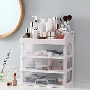 Wholesale Multi-Function Transparent Plastic Desktop Drawers 3 Layer Makeup Organizer Cosmetics Jewelry Storage Box Container