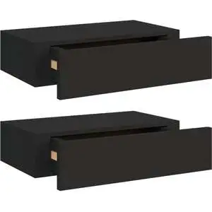Wall-mounted Drawer Shelves 2 Pcs Black 40x23.5x10cm MDF